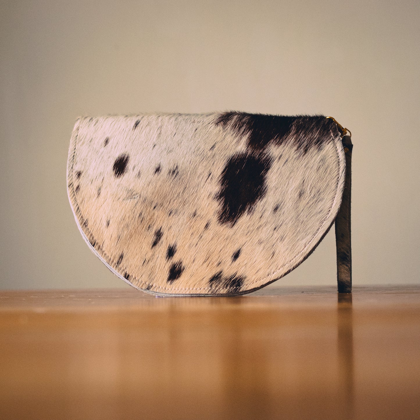 Handmade Cowhide Moon Clutch Bag | One-of-a-Kind, Made in Wales