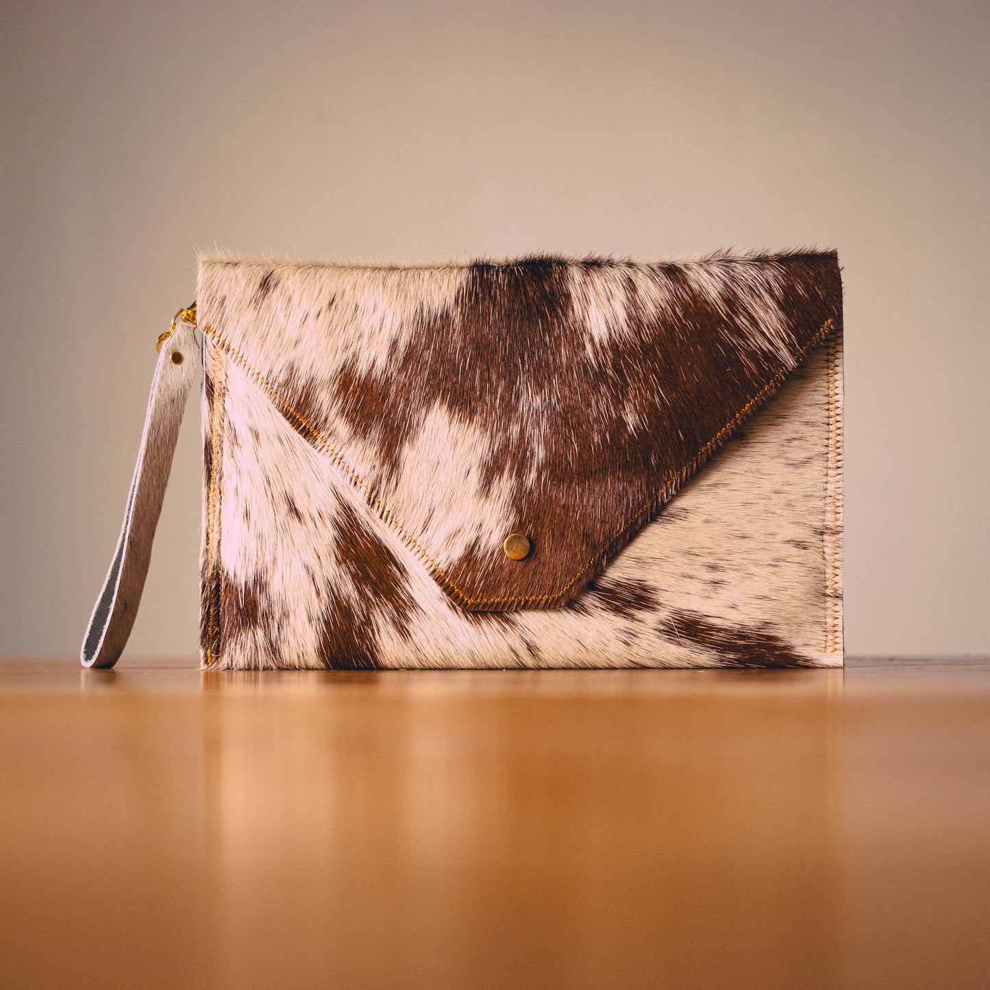 Handmade Cowhide Envelope Clutch Bag | One-of-a-Kind, Made in Wales