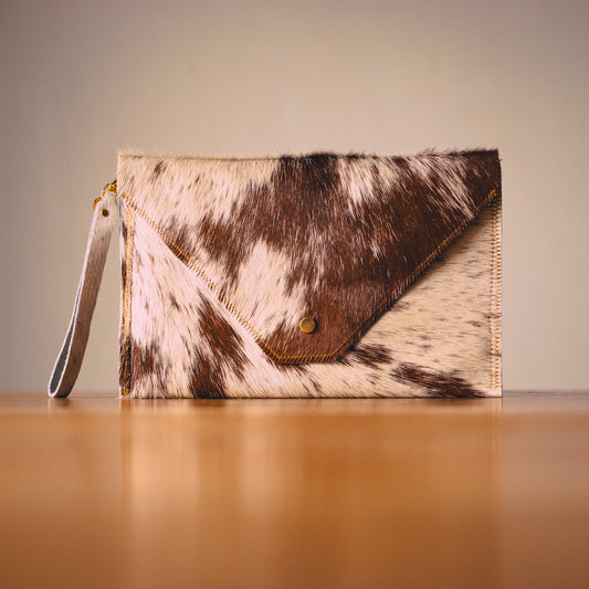 Handmade Cowhide Envelope Clutch Bag | One-of-a-Kind, Made in Wales