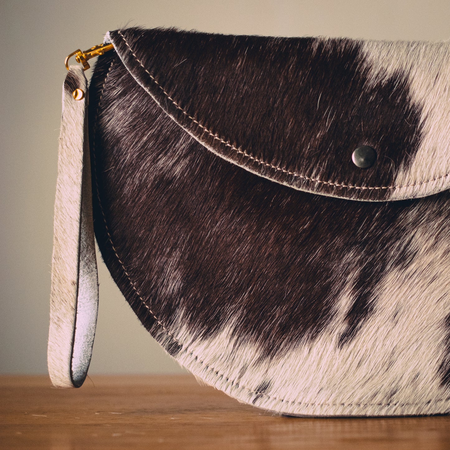 Handmade Cowhide Moon Clutch Bag | One-of-a-Kind, Made in Wales