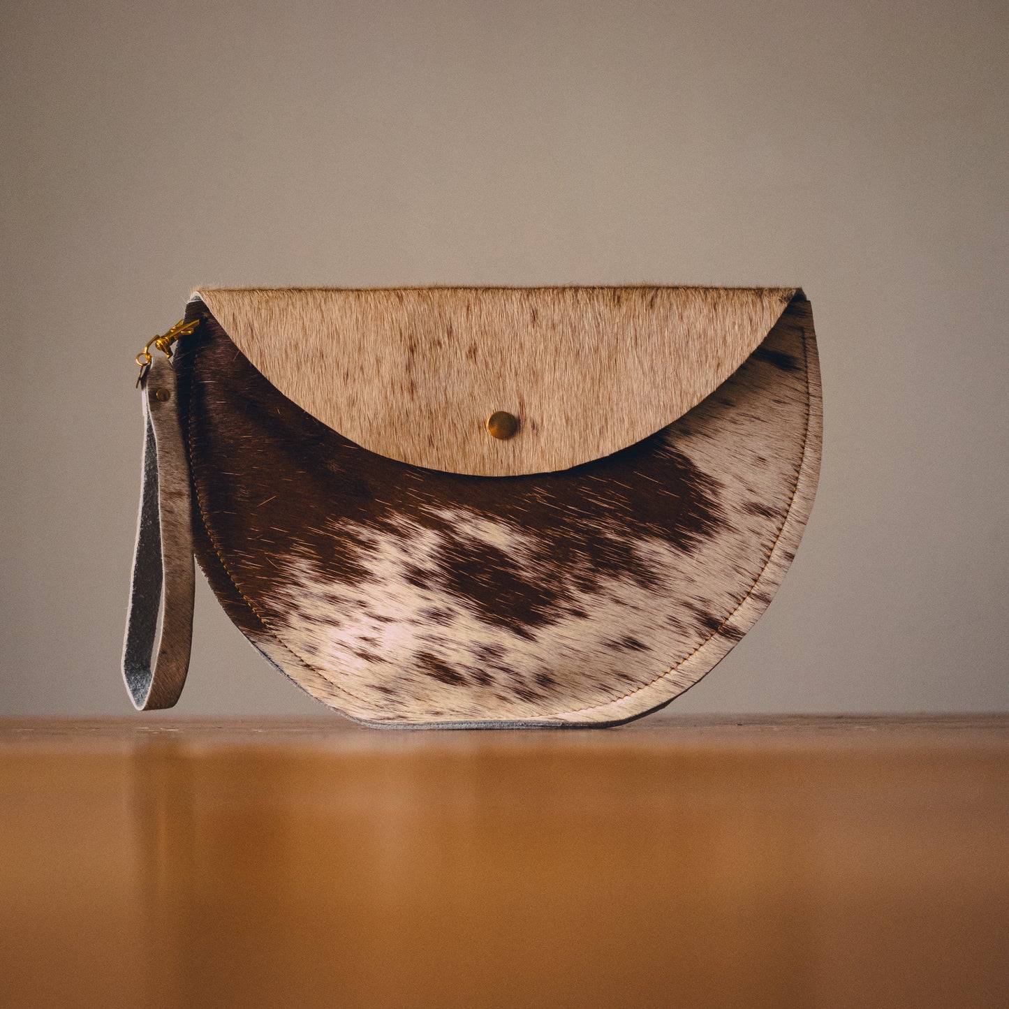 Handmade Cowhide Moon Clutch Bag | One-of-a-Kind, Made in Wales