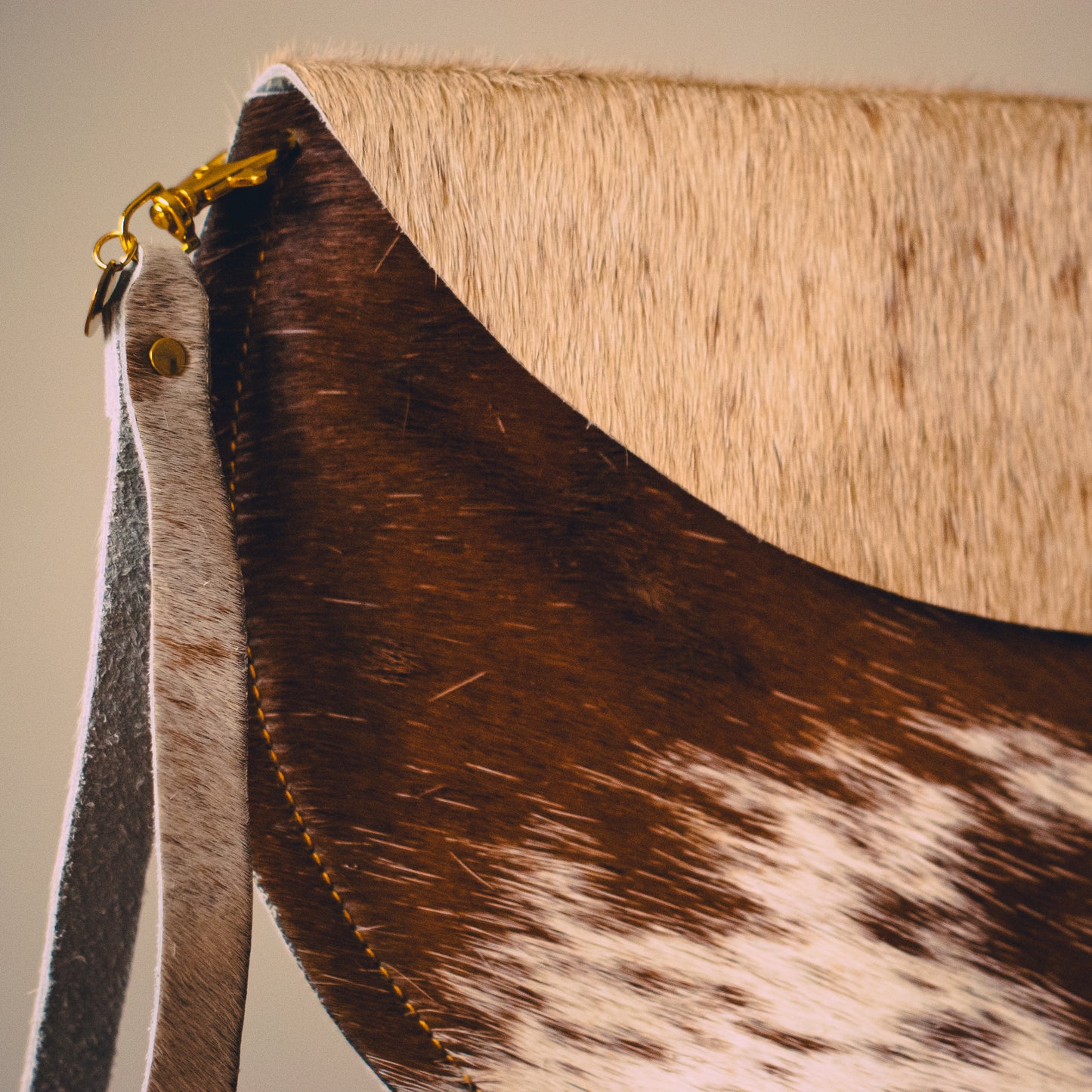 Handmade Cowhide Moon Clutch Bag | One-of-a-Kind, Made in Wales