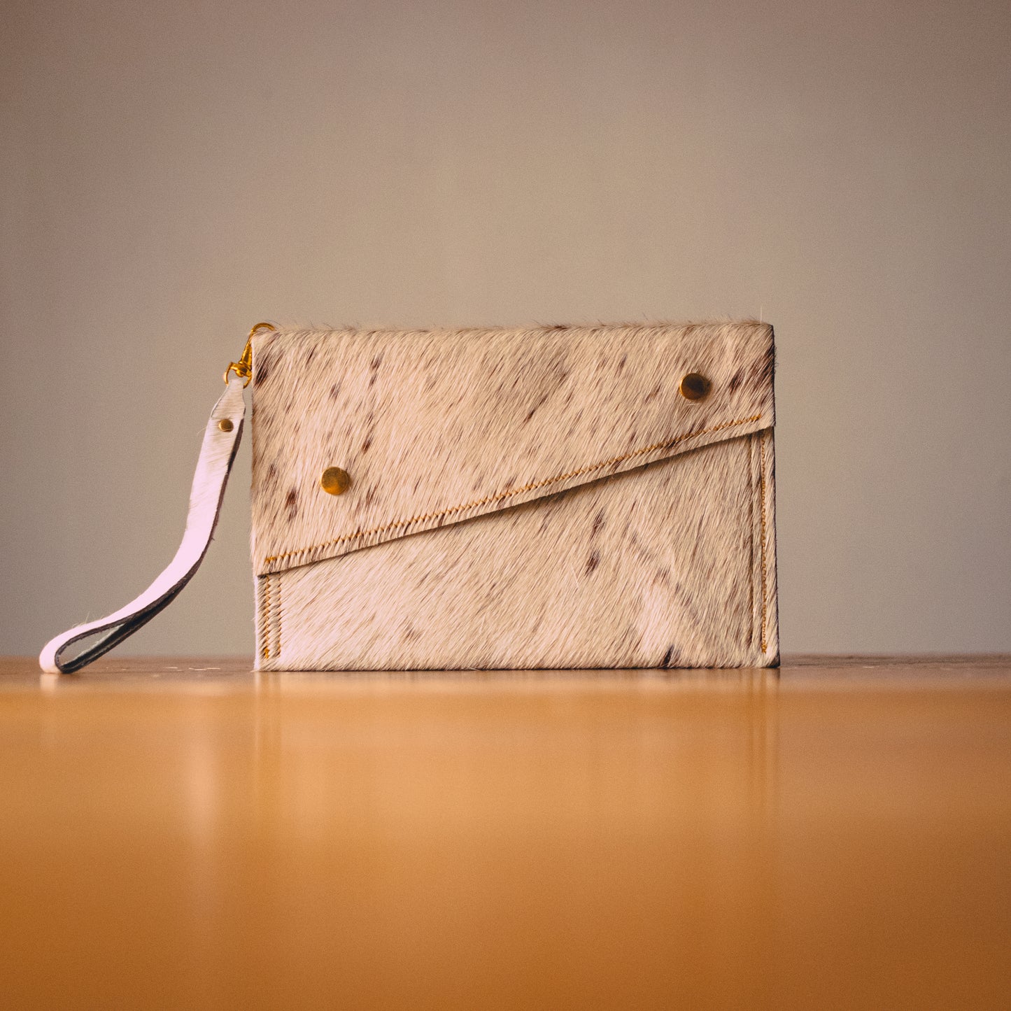 Handmade Cowhide Clutch Bag – Compact, One-of-a-Kind & Made in Wales