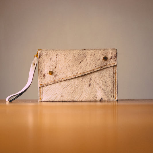 Handmade Cowhide Clutch Bag – Compact, One-of-a-Kind & Made in Wales