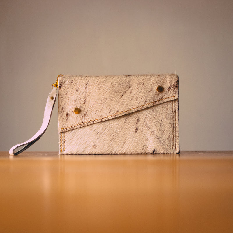 Handmade Cowhide Clutch Bag – Compact, One-of-a-Kind & Made in Wales