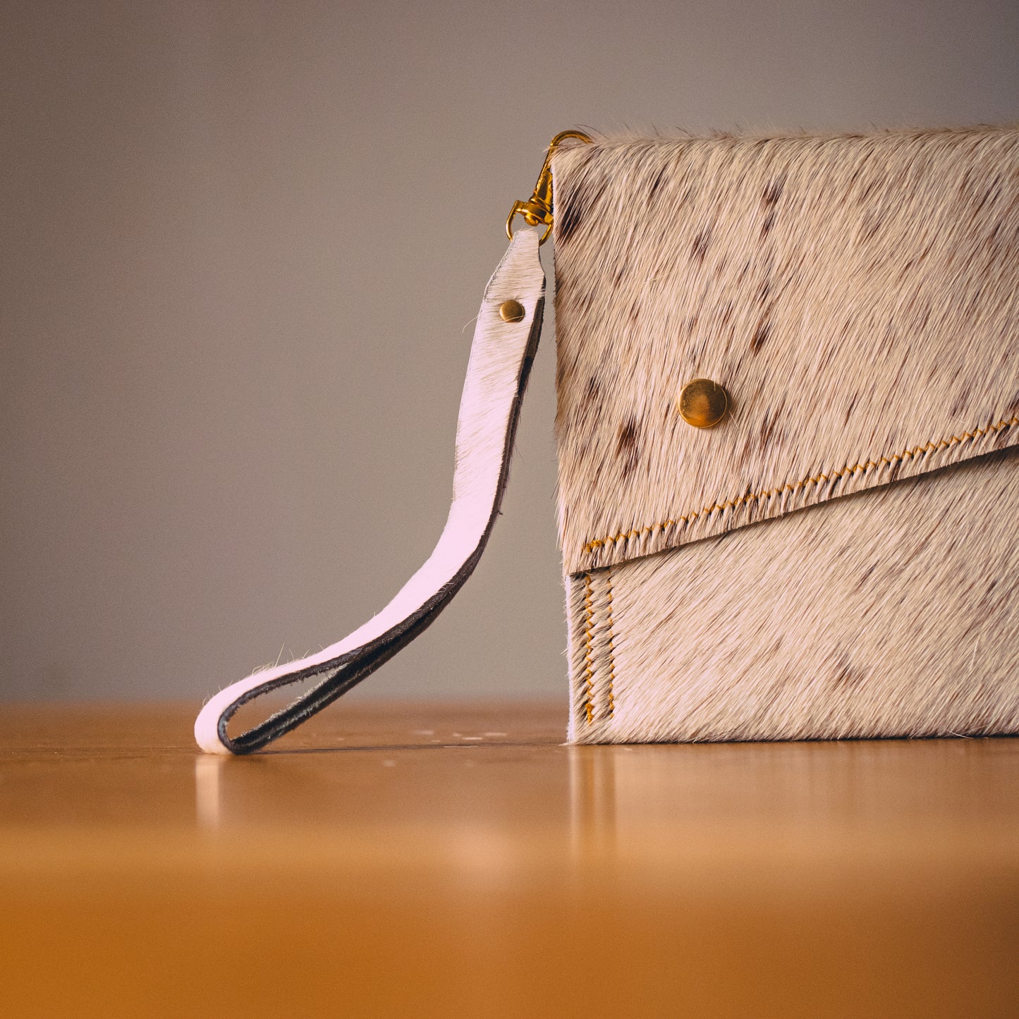 Handmade Cowhide Clutch Bag – Compact, One-of-a-Kind & Made in Wales