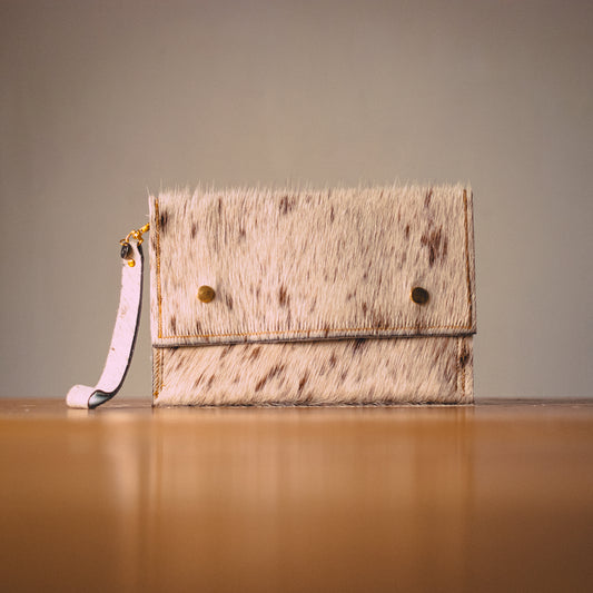 Handmade Cowhide Clutch Bag – Compact, One-of-a-Kind & Made in Wales