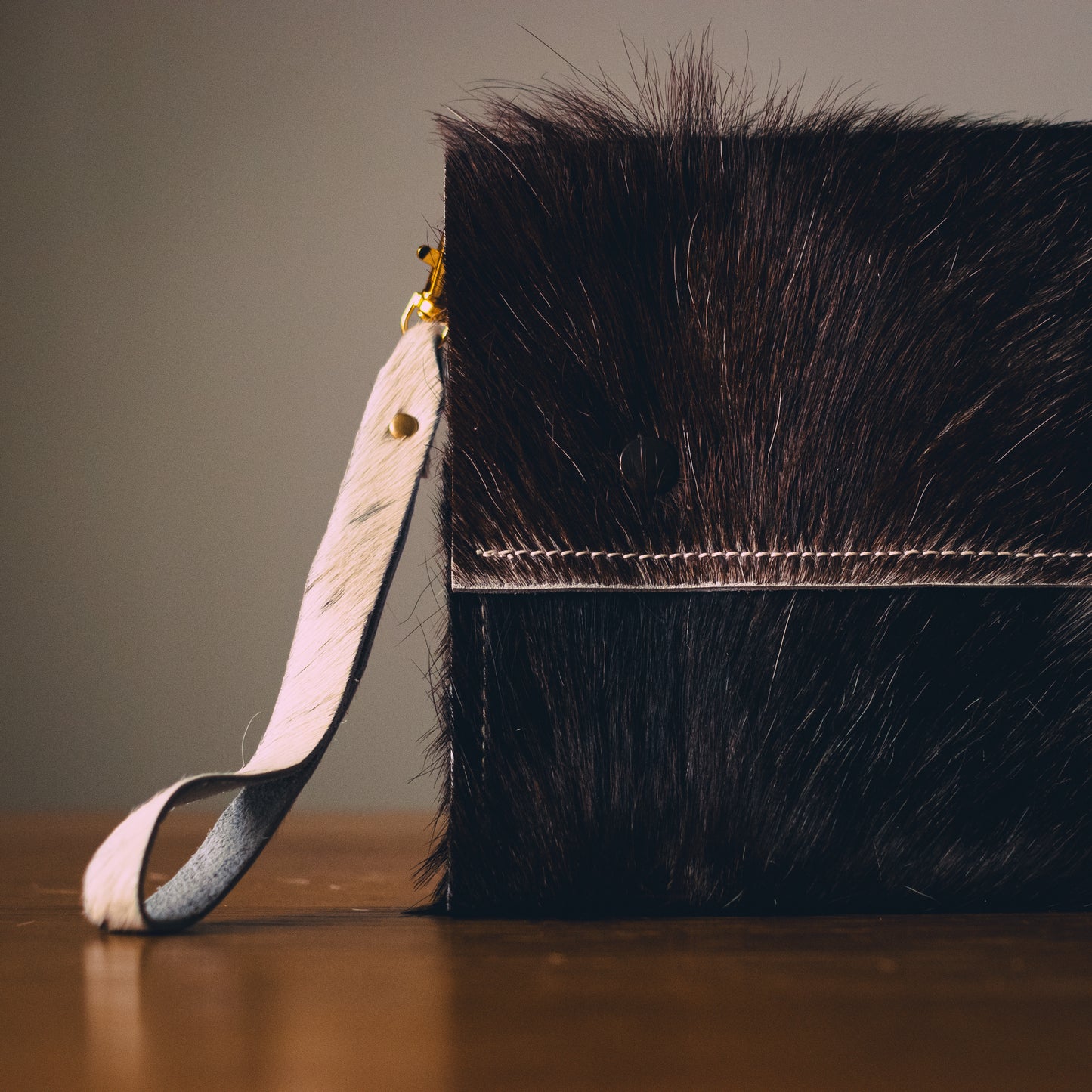 Handmade Cowhide Clutch Bag – Compact, One-of-a-Kind & Made in Wales