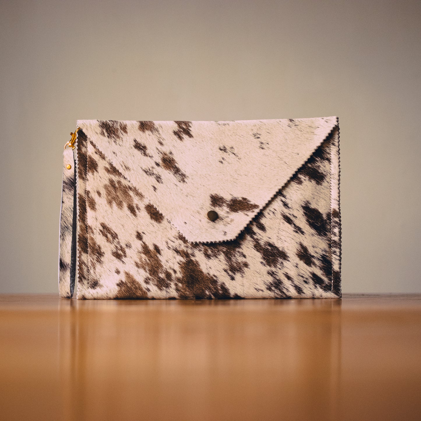 Handmade Cowhide Envelope Clutch Bag | One-of-a-Kind, Made in Wales