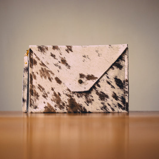 Handmade Cowhide Envelope Clutch Bag | One-of-a-Kind, Made in Wales