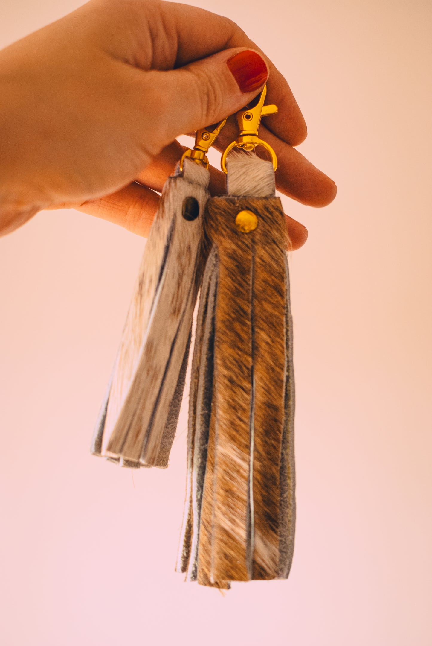 Handmade Cowhide Fringed Keyring Bag Charm